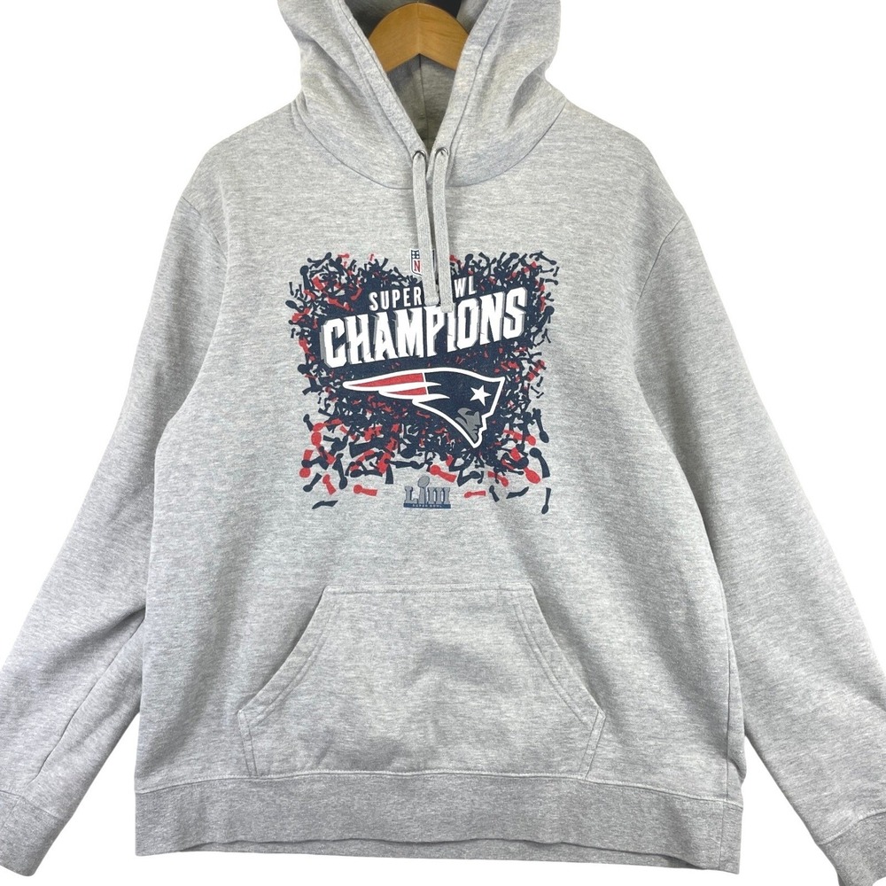 Fanatics New England Patriots Hoodie Mens XL Gray Super Bowl Graphic Athleisure